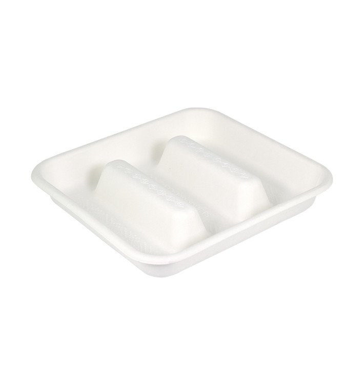 Behälter aus Zuckerrohr für Tacos Weiß 18,5x18,5cm (50 Stück) Behälter aus Zuckerrohr für Tacos Weiß 18,5x18,5cm (50 Stück)