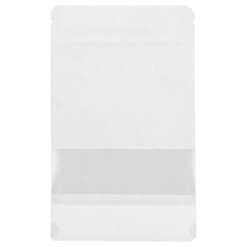 Papiertüten DoyPack mit Fenster und Innenfolie Weiß 12+6x20cm (1000 Stück)