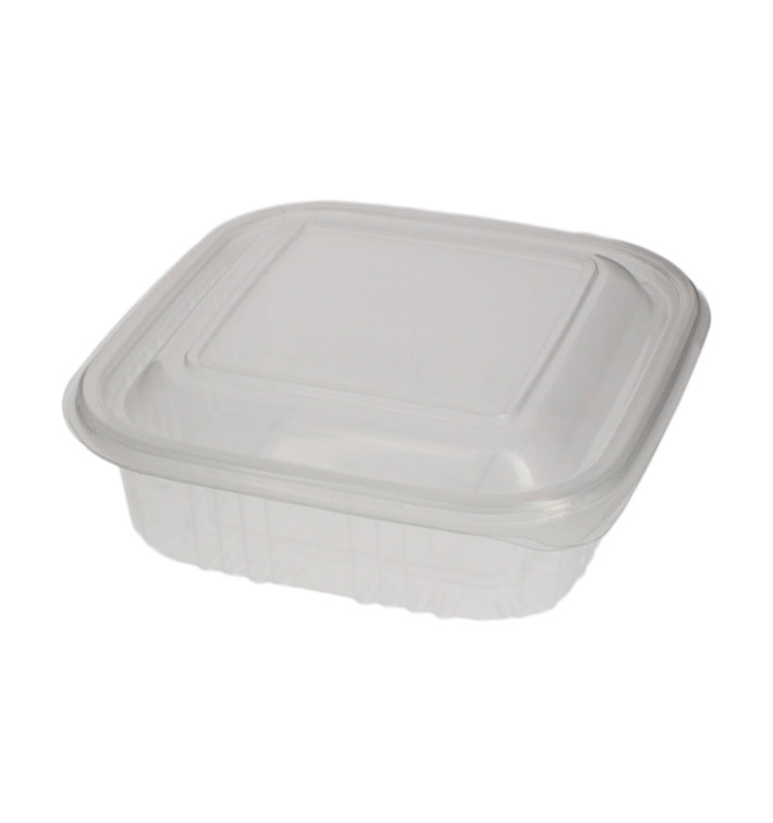 Dose mit Klappdeckel Transparent Quadratisch PP 370ml (900 Stück) Dose mit Klappdeckel Transparent Quadratisch PP 370ml (900 Stück)
