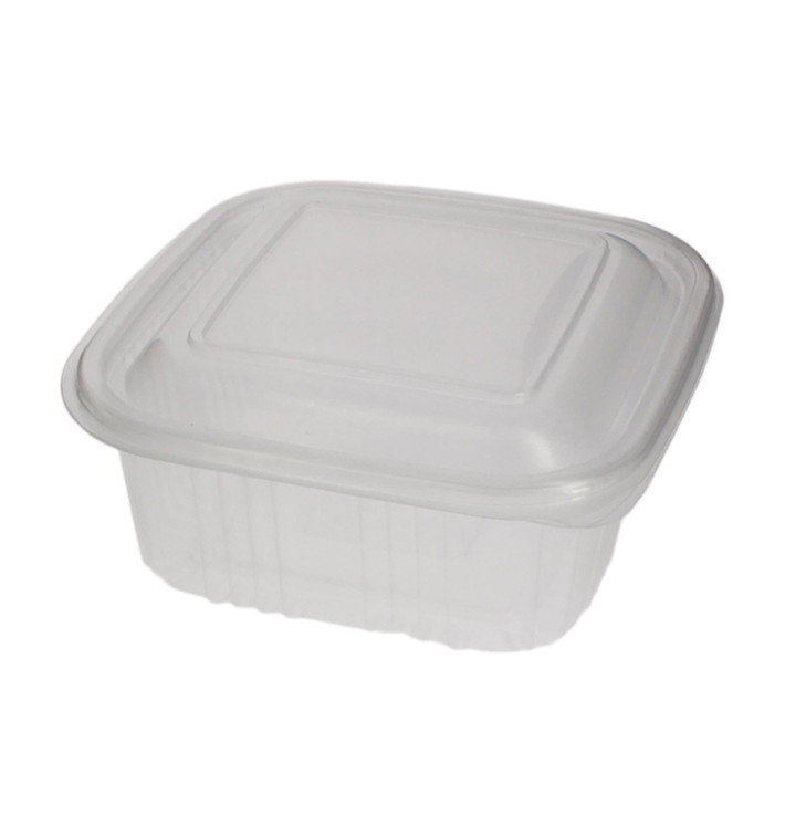 Dose mit Klappdeckel Transparent Quadratisch PP 500ml (600 Stück) Dose mit Klappdeckel Transparent Quadratisch PP 500ml (600 Stück)