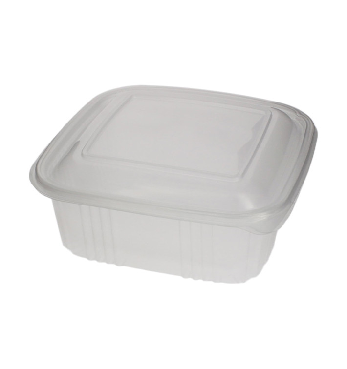 Dose mit Klappdeckel Transparent Quadratisch PP 1000ml (500 Stück) Dose mit Klappdeckel Transparent Quadratisch PP 1000ml (500 Stück)
