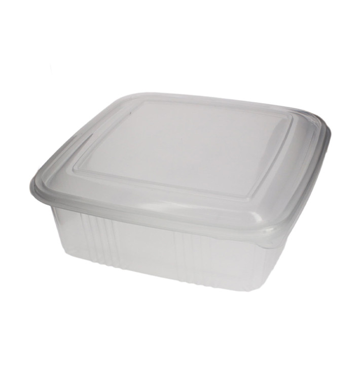 Dose mit Klappdeckel Transparent Quadratisch PP 1500ml (50 Stück) Dose mit Klappdeckel Transparent Quadratisch PP 1500ml (50 Stück)