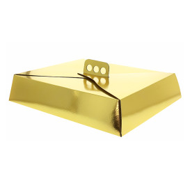 Kuchenkarton rechteckig gold 19x25x8 cm (100 Stück)