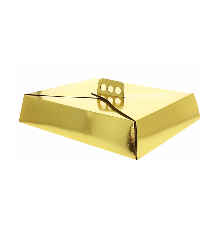 Kuchenkarton rechteckig gold 19x25x8 cm (100 Stück) Kuchenkarton rechteckig gold 19x25x8 cm (100 Stück)