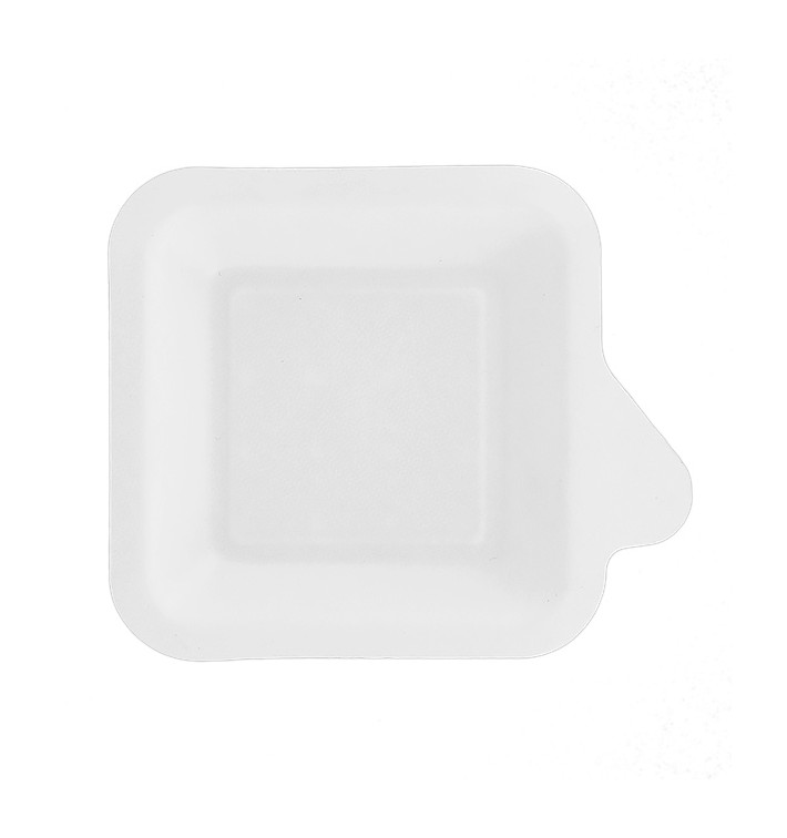Teller Quadratisch mit Lasche Zuckerrohr Weiß 11x11cm (50 Stück) Teller Quadratisch mit Lasche Zuckerrohr Weiß 11x11cm (50 Stück)