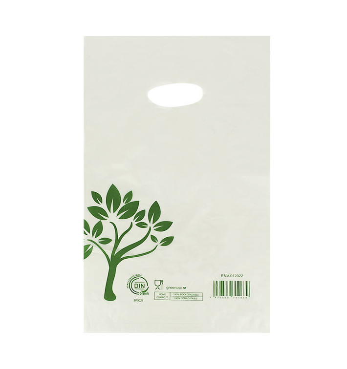 Plastiktüten mit Griffloch Home Compost “Be Eco!” 20x33cm (100 Stück)