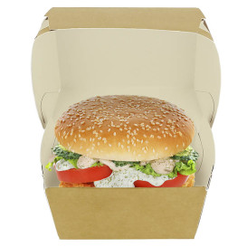 Verpackungen Hamburger aus Kraft Doppeltem Verschlusskarton 12x12x7cm (50 Stück)