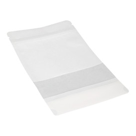 Papiertüten DoyPack mit Fenster und Innenfolie Weiß  25+12x35cm (50 Stück)