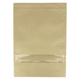 Papiertüten DoyPack mit Fenster und Innenfolie 25+12x35cm (50 Stück)