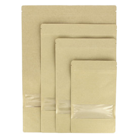 Papiertüten DoyPack mit Fenster und Innenfolie 16+8x26cm (50 Stück)