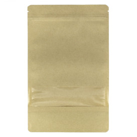 Papiertüten DoyPack mit Fenster und Innenfolie 16+8x26cm (1000 Stück)