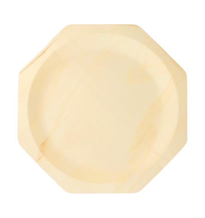 Teller aus Holz Achteckig 260mm (50 Einheiten) Teller aus Holz Achteckig 260mm (50 Einheiten)