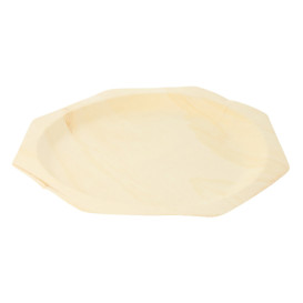 Teller aus Holz Achteckig 260mm (50 Einheiten)