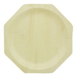 Teller aus Holz Achteckig 260mm (50 Einheiten)
