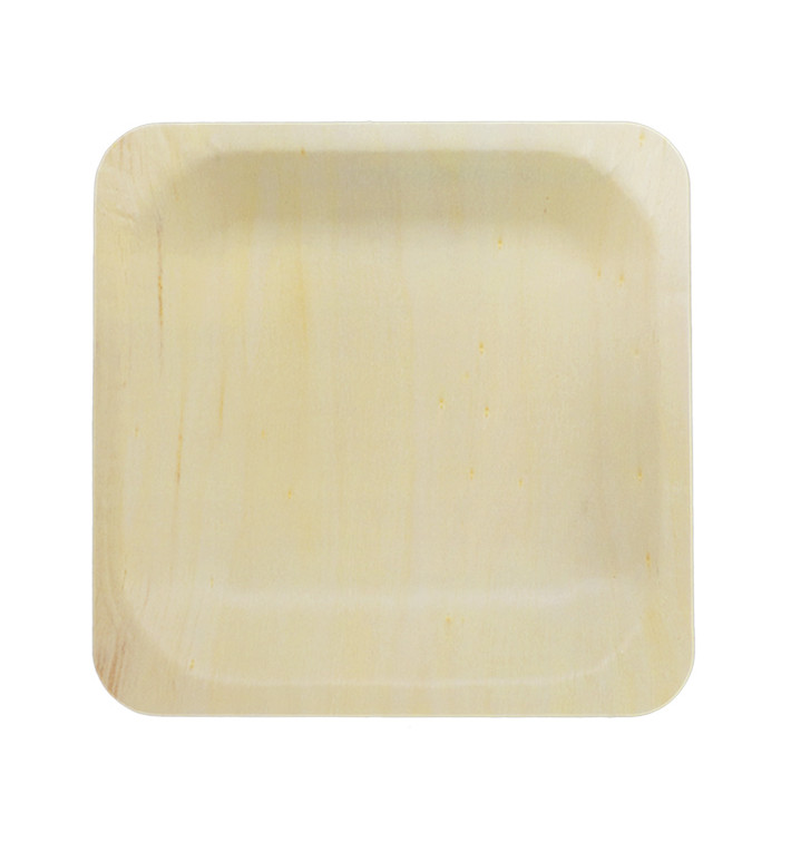Teller aus Holz 14x14cm (50 Einheiten) Teller aus Holz 14x14cm (50 Einheiten)