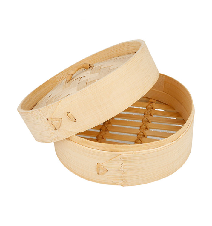 Bambusdämpfer mit Deckel Ø15x8cm (100 Stück) Bambusdämpfer mit Deckel Ø15x8cm (100 Stück)