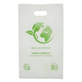 Plastiktüten mit Griffloch Bio Home Compost 20x33cm (100 Stück)