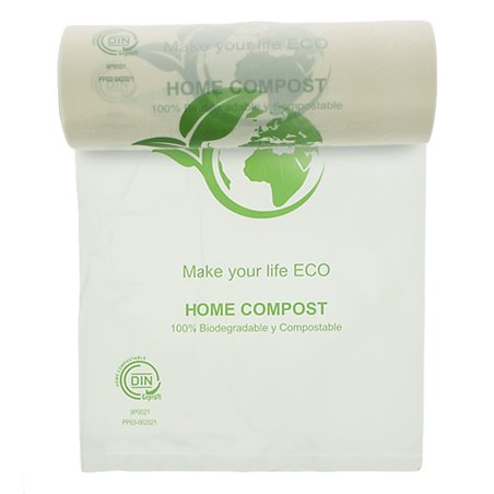 Rolle mit Plastiktüten ohne Griffe Bio Home Compost 25x37cm 12,5µm (3.000 Stück)