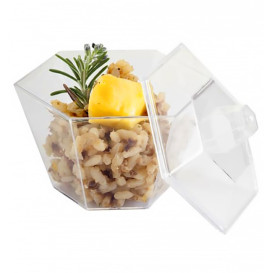 Plastikbox mit 16 herausnehmbaren sechseckigen Dessertbechern (1 Einheit)