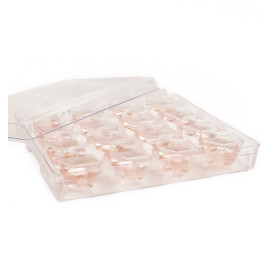 Plastikbox mit 16 herausnehmbaren sechseckigen Dessertbechern (1 Einheit)