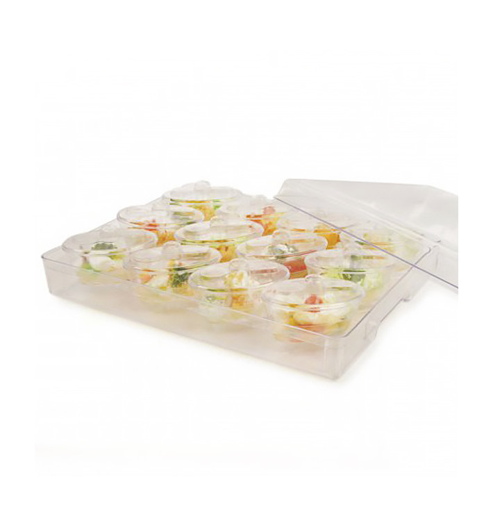 Plastikbox mit 12 herausnehmbaren ovalen Dessertbechern (1 Einheit) Plastikbox mit 12 herausnehmbaren ovalen Dessertbechern (1 Einheit)