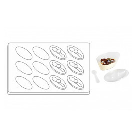 Plastikbox mit 12 herausnehmbaren ovalen Dessertbechern (12 Einheit)