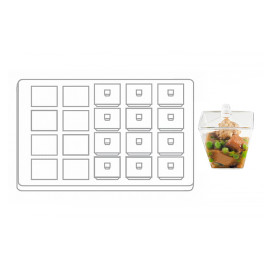 Plastikbox mit 20 herausnehmbaren eckigen Dessertbechern (1 Stück)