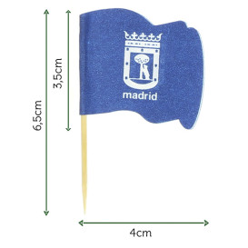 Holzspieße Flagge "Madrid" 65mm (144 Einh.)