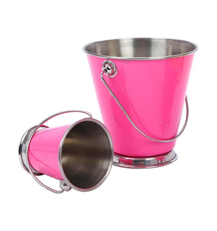 Mini- Stahleimer für die Präsentation Pink Ø90x90mm (1 Stück) Mini- Stahleimer für die Präsentation Pink Ø90x90mm (1 Stück)