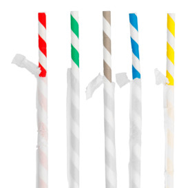 Trinkhalme Flexibel Papierhülle Ø6mm 23cm (250 Stück)