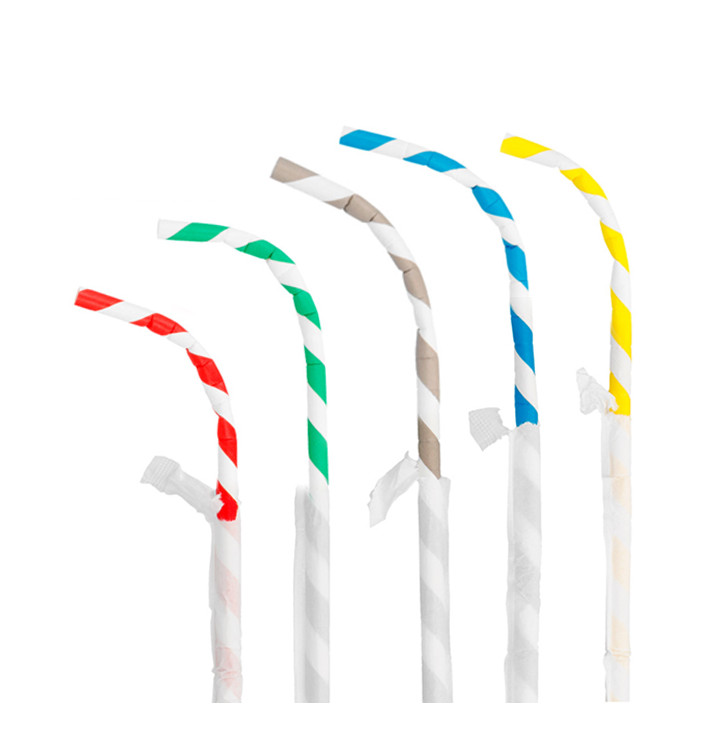 Trinkhalme Flexibel Papierhülle Ø6mm 23cm (250 Stück) Trinkhalme Flexibel Papierhülle Ø6mm 23cm (250 Stück)