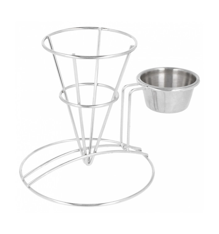 Pommestütenhalter mit Soβenbecher Ø83x127mm(12 Stück) Pommestütenhalter mit Soβenbecher Ø83x127mm(12 Stück)