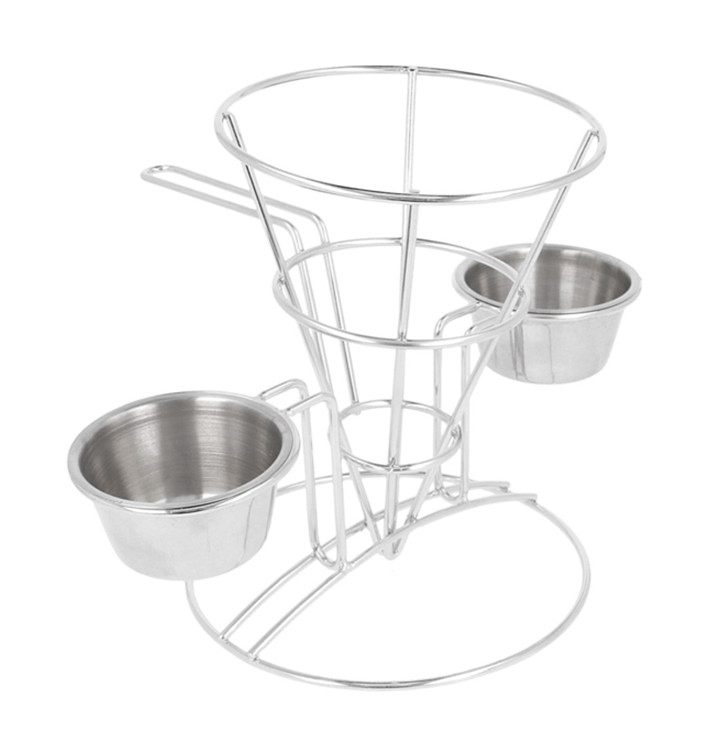 Pommestütenhalter mit 2 Soβenbecher Ø108x152mm(1 Stück) Pommestütenhalter mit 2 Soβenbecher Ø108x152mm(1 Stück)