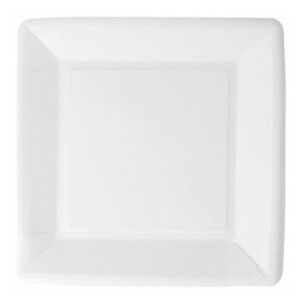 Papierteller Biocoated weiß Quadratischer 23cm (20 Stück)