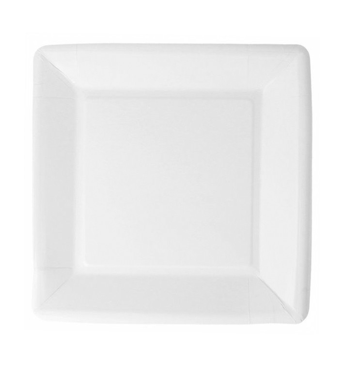 Papierteller Biocoated weiß Quadratischer 23cm (20 Stück) Papierteller Biocoated weiß Quadratischer 23cm (20 Stück)