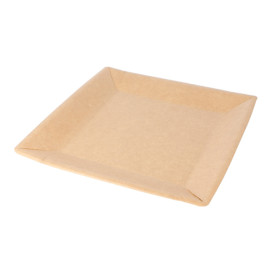 Papierteller Biocoated Natürliuch Quadratischer 18cm (20 Stück)