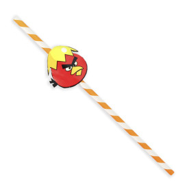 Trinkhalme aus Paper Vögel Ø6mm 24cm (100 Stück)