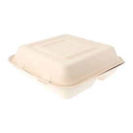 Menübox Zuckerrohr 3-Geteilt 250x250x75mm (50 Stück)