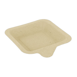 Teller Quadratisch mit Lasche Zuckerrohr Braun 11x11cm (50 Stück)