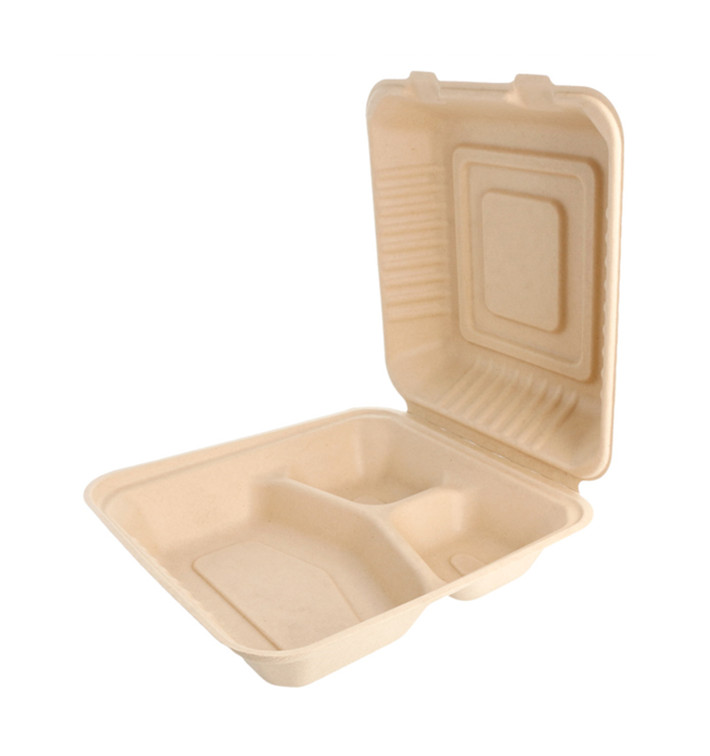 Menübox Zuckerrohr 3-Geteilt Natur 20x20x7,5cm (50 Stück) Menübox Zuckerrohr 3-Geteilt Natur 20x20x7,5cm (50 Stück)