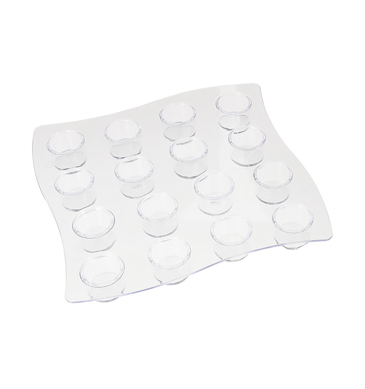 Plastiktablett für 16 Plastikbecher Tran. 35ml (96 Stück)