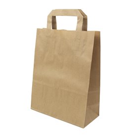 Kraftpapiersäcke mit Flachem Griff 80g/m² 22+10x28cm (50 Stück)