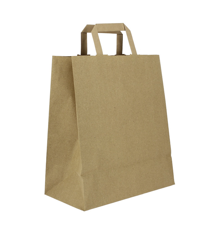 Kraftpapiersäcke mit Flachem Griff 80g/m² 26+14x29cm (250 Stück) Kraftpapiersäcke mit Flachem Griff 80g/m² 26+14x29cm (250 Stück)