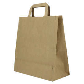 Kraftpapiersäcke mit Flachem Griff 80g/m² 26+14x29cm (250 Stück)