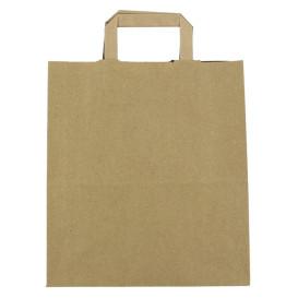 Kraftpapiersäcke mit Flachem Griff 80g/m² 26+14x29cm (250 Stück)
