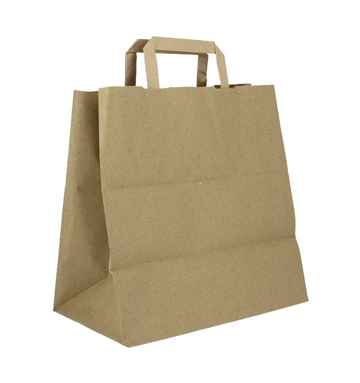 Kraftpapiersäcke mit Flachem Griff 80g/m² 28+17x29cm (250 Stück) Kraftpapiersäcke mit Flachem Griff 80g/m² 28+17x29cm (250 Stück)