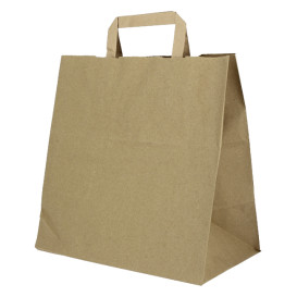 Kraftpapiersäcke mit Flachem Griff 80g/m² 28+17x29cm (250 Stück)