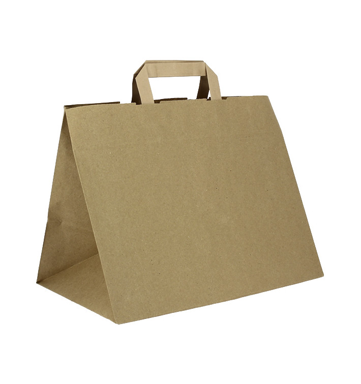 Kraftpapiersäcke mit Flachem Griff 80g/m² 32+21x26cm (250 Stück) Kraftpapiersäcke mit Flachem Griff 80g/m² 32+21x26cm (250 Stück)