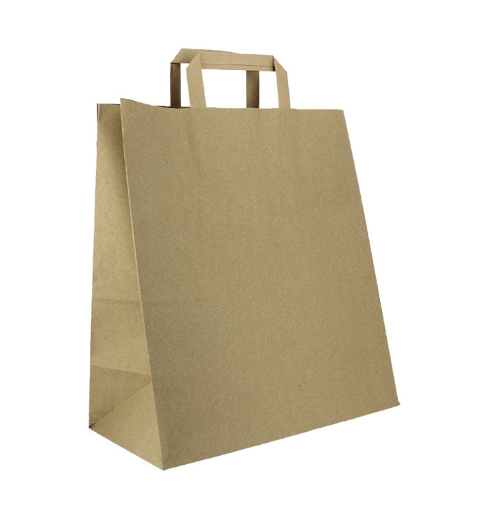 Kraftpapiersäcke mit Flachem Griff 80g/m² 32+16x35cm (250 Stück) Kraftpapiersäcke mit Flachem Griff 80g/m² 32+16x35cm (250 Stück)