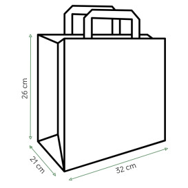 Kraftpapiersäcke mit Flachem Griff 80g/m² 32+21x26cm (250 Stück)